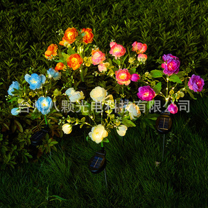 Luces Solares de Jardín con 7 Cabezas de Peonía Artificial, LED, Impermeables, Decorativas para Césped, con Panel Solar, Independientes - Product Image 3
