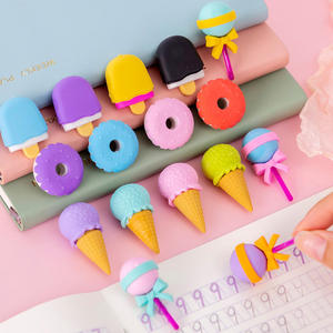 Commercio all'ingrosso prezzo di fabbrica forniture di cancelleria scuola ragazza carina 3D lecca-lecca gelato ciambelle caramelle gomma Set - Product Image 6