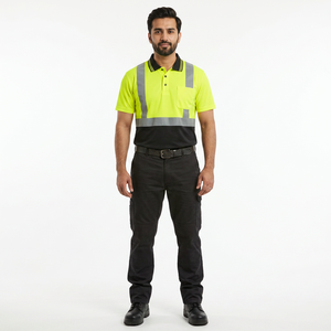 Polo de sécurité haute visibilité Classe 2 Réfléchissant Jaune Noir Vêtements de travail pour les ouvriers du bâtiment - Product Image 1
