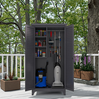 Armoire de rangement extérieure moderne en acier à 2 portes avec serrure à clé, armoire à outils