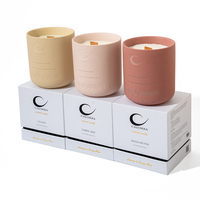 Bougie parfumée AIKUN à trois couleurs assorties, mate, à mèche en bois unique, dans un pot en céramique, avec boîte cadeau pour les marques de vente au détail
