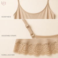Camisole exclusive en soie de mûrier douce de qualité supérieure, rembourrée, en dentelle, sans couture, pour femme, idéale pour les soirées en salon et les loisirs à domicile