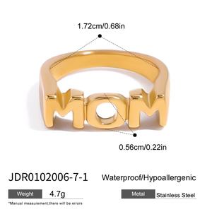 Wholesale Trendy Gift for Mom <strong>Dad</strong> Stainless Steel Jewelry 18K <strong>Gold</strong> Plated Letter Seal <strong>Ring</strong> - Product Image 6