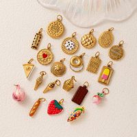 Pendentif alimentaire YML en acier inoxydable plaqué or PVD 18 carats, breloques biscuit, crème glacée, fraise, maïs, accessoires de bijoux DIY