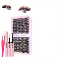 Kit de cils en éventail pré-coupés en vison synthétique imperméable de 0,07 mm d'épaisseur, réutilisable, marque privée, vente en gros
