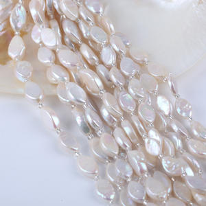 Perla de Agua Dulce Natural Hecha a Mano de 18 cm, Forma Irregular de Ojo de Caballo, Barroca, Aproximadamente de 7-9 mm, Blanca, Semiterminada, para Manualidades - Product Image 3