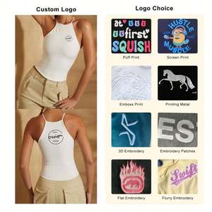 Débardeur court ajusté pour femme en coton 100% respirant avec tissu tricoté - Product Image 5