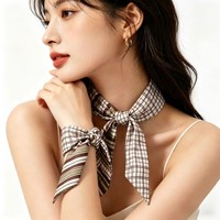 Écharpe longue et fine pour femme 100% Soie de Mûrier de Luxe, Printemps, Motifs Géométriques, Léopard et Pois, Douce pour la Peau - Accessoire de Mode