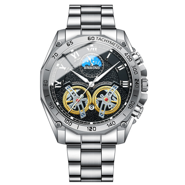 Flywheel  Mechanical Watch for Men Mechanical Skeletonized Multi-function Luminescent  Wristwatch