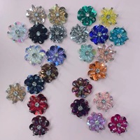 Bandeau 3.5CM 3D Cristal Fleur Applique Paillettes Brillant Fleur Patch Fleurs Colorées pour Vêtements De Mariage