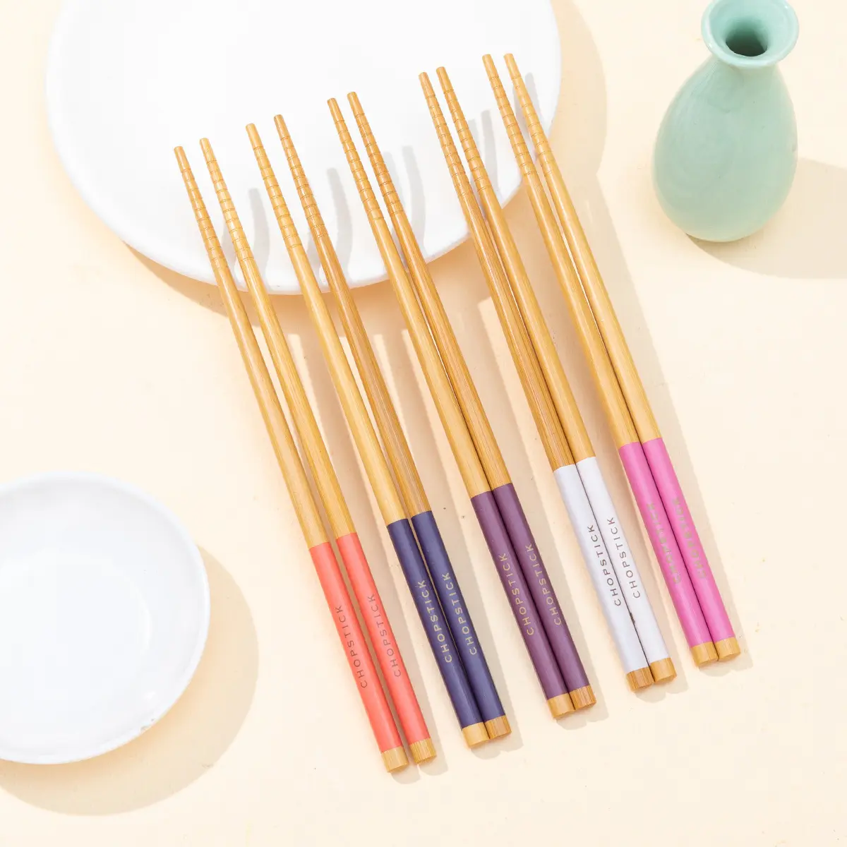 Lager japanischer Stil wiederverwendbare Chopsticks Bambus individuelles Logo individuell bedruckte Sushi Bambus Chopsticks