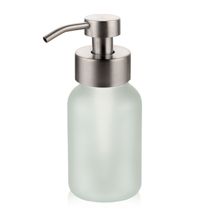 Bouteille en verre ambré givré à large ouverture avec pompe pour shampoing, lotion, savon liquide et détergent <span class=keywords><strong>lessive</strong></span> – Vente en gros - Product Image 1