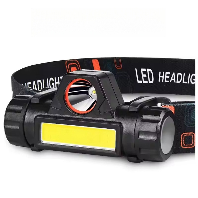 Mini LED Headlight USB Rechargeable Waterproof Battery Camping Flashlight with Plastic Body for Outdoor Activities