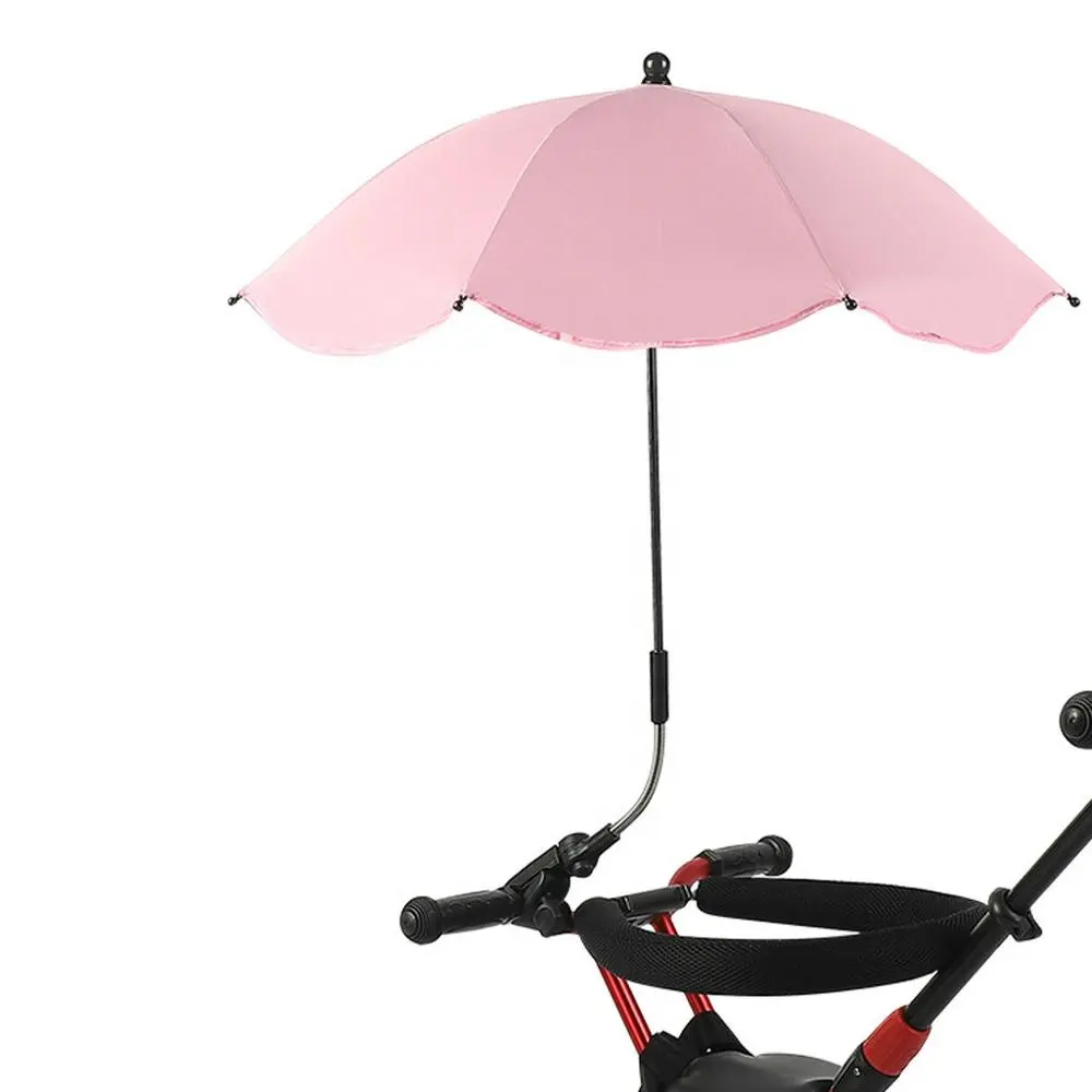 Unique design silver coating hands free universal clip clamp baby stroller umbrella for baby car