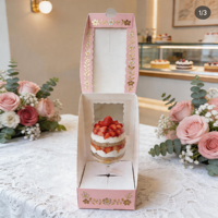 Vente directe d'usine, boîtes à cupcakes mini pliables personnalisées avec logo, recyclables, avec fenêtre transparente, papier couché, laminage mat
