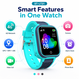 Montre GPS pour enfants avec écran IPS, bouton SOS, réveil, carte SIM, étanche IP67, jusqu'à 4 jours d'autonomie de la batterie - Product Image 3