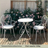 Ensemble de mobilier de jardin et de loisirs en fer et métal, style Mid-century, pour intérieur/extérieur, comprenant table et chaises de café, idéal pour balcon, terrasse, jardin, salon de thé