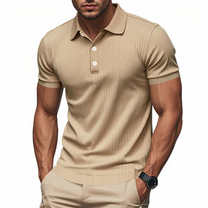 Camiseta americana de verano para hombre, estación independiente, solapa elástica de seda helada de secado rápido para traje de Polo, diseño de tira sólida - Product Image 5