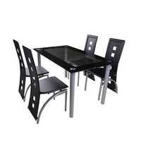 Table de salle à manger et 6 chaises, pieds en acier inoxydable, meubles de restaurant modernes, tables en verre, haute qualité, 2 pièces