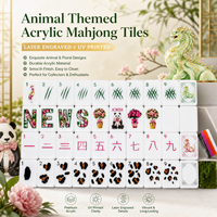 Tuiles de Mahjong personnalisées imprimées UV, motifs Singe, Panda, Joker, en acrylique multicouche vert et blanc, pour jeux de loisirs en intérieur