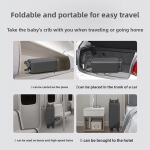 Cuna Plegable de Metal para Bebé con Altura Ajustable y Ruedas - Cuna Multifuncional Portátil para Bebés y Niños Pequeños - Product Image 4