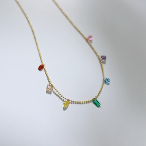 Women's Trendy Stainless Steel Necklace Diamond Claw Set Colorful Zircon Customizable Geometric Pattern Pendant Fashionable - Product Image 4