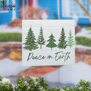 Custom Christmas Yard Signs | Holiday Decor Lawn Signs | Peace on Earth Outdoor Coroplast Signs with Stakes for Garden - Product Image 1