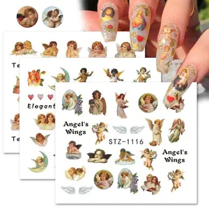 Stickers Angel Cupidon pour ongles Décalcomanies Chérubins Nail Art Water Sliders Manucure Transfer Wraps Tattoo Decorations