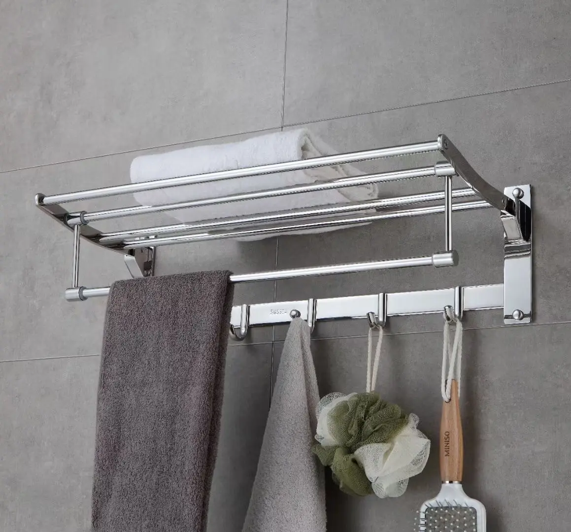 304 thép không gỉ khăn giá dày chủ moable móc treo tường kệ Bar gương Chrome tắm móc phụ kiện phòng tắm