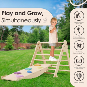 Wooden Climbing <b>Frame</b> Indoor Foldable Slide Sensory Integration Training Toy Three In One Childrens <b>Play</b> Equipment - Product Image 5