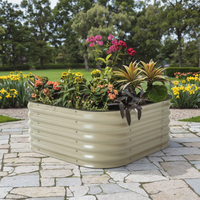 Kit de jardinière surélevée en métal galvanisé |   Jardinière extérieure elliptique 3 pièces avec bande de caoutchouc et triple protection pour fleurs