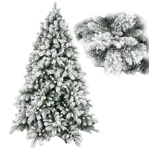 Árvore de natal artificial feita sob encomenda, árvore de natal artificial branca da neve 7.5 'com suporte dobrável de metal