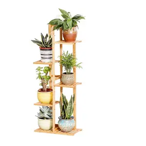 Rayonnage de rangement pour plantes, en bambou, plantes et pot de fleurs, à l'intérieur et en extérieur