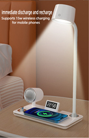 Chargeur sans fil multifonctionnel 4 en 1 à charge rapide 15W, haut-parleur 5W, réveil numérique, lampe de lecture de bureau
