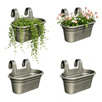 Pots de fleurs suspendus gris/noir/terre cuite, écologiques, légers, durables, en plastique, modernes, pour jardin, extérieur, mur, balcon