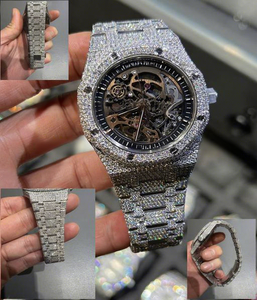 Unisex Luxury Stainless Steel Glass Skeleton Moissanite <b>Wristwatch</b> 10 Bar Water Resistant Antique <b>Automatic</b> Mechanical for - Product Image 1