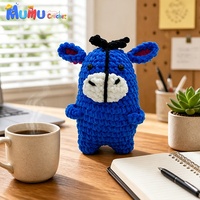 Amigurumi âne bleu au crochet fait main, peluche d'accompagnement émotionnel, compagnon de bureau, cadeau, vente en gros, logo personnalisé, OEM, ODM