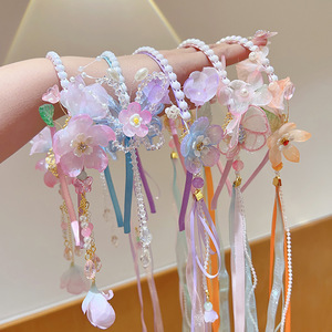 Serre-tête Princesse Super Féerique Style Ancien & Mori avec <span class=keywords><strong>Couronne</strong></span> de Fleurs et Long Ruban pour Filles - Product Image 2