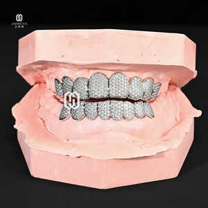 925 Silver Iced Out Moissanite Grillz 8 Top 8 Bottom Custom Hip Hop Rapper <strong>Jewelry</strong> Diamond <strong>Teeth</strong> Grills - Product Image 1