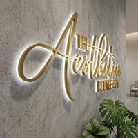 Enseigne lumineuse 3D personnalisée en acier inoxydable – Plaque murale artistique avec lettres sur mesure pour salon de beauté, studio esthétique, affichage de marque