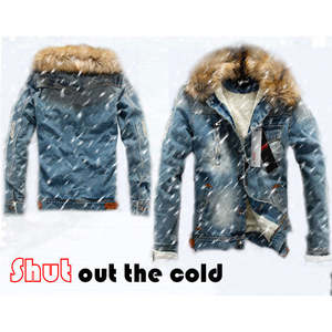 Veste en jean bleu épais à laver pour hommes Manteaux pour hommes Casual <span class=keywords><strong>Duffle</strong></span> Collar Cachemire pour hommes Vente en gros <span class=keywords><strong>Chaud</strong></span> Imprimé grande taille - Product Image 3