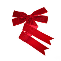 Noeud pré-noué en velours rouge double couche fait main E-Magic avec ruban à coupe queue de poisson et baguette magique pour emballage de boîte cadeau de Noël