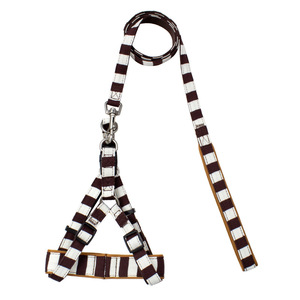 Correa de moda para mascotas estilo chaleco, ajustable, para perros pequeños y medianos, conjunto de correa para pasear perros con arnés de pecho a rayas. - Product Image 4
