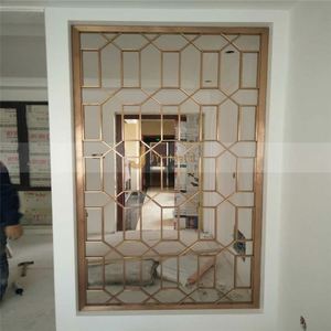 Cloison de séparation en acier inoxydable couleur or sur mesure, étanche, avec design décoratif pour restaurants - Product Image 4