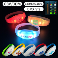 Bracelets LED pour événements, contrôleur DMX512, portée 433 1000m, matériau silicone, logo personnalisé pour utilisation en concert
