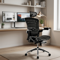 Chaise de bureau exécutive moderne à dossier haut avec mécanisme d'inclinaison verrouillable, support lombaire, siège en maille respirante pour usage informatique et domestique