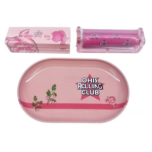 OHIS 3 in 1 Portable Tobacco <b>Rolling</b> <b>Kit</b> Gift Combo Including Small Metal Tray Organic <b>Rolling</b> Paper Manual Roller Smoking Set - Product Image 5