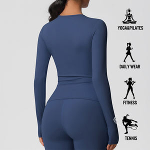 Großhandel Damen Individuelles Atmungsaktives Shirt mit Nude-Feeling und Private Label für Yoga, Fitness, Outdoor, Langarm, Sport und Fitnessstudio - Product Image 5