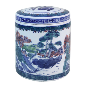 Fabrik-Großhandel Blau-Weiße Landschafts-Keramik-Urnen für Menschenasche Traditionelle Chinesische Porzellan-Bestattungsurne - Product Image 5