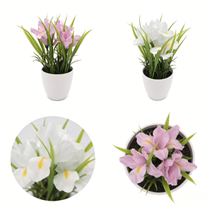 Fleur d'<span class=keywords><strong>iris</strong></span> artificielle avec pot en plastique blanc, plante d'<span class=keywords><strong>iris</strong></span> artificielle au toucher réel, fleur blanche pour la décoration <span class=keywords><strong>de</strong></span> la maison, des mariages, des jardins et des fêtes - Product Image 5